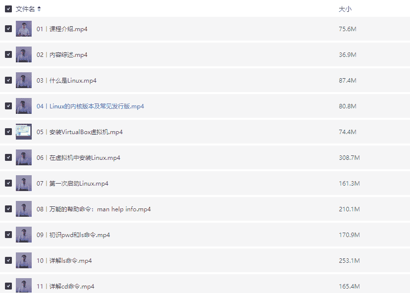 《Linux 实战技能 100 讲 》    [MP4]    [17.08 GB]